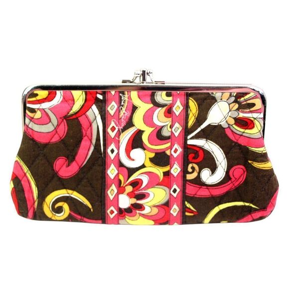 Vera Bradley QUILTED MULTICOLOR FABRIC FLORAL PRINT FRAME KISSLOCK WALLET CLUTCH - Picture 1 of 13